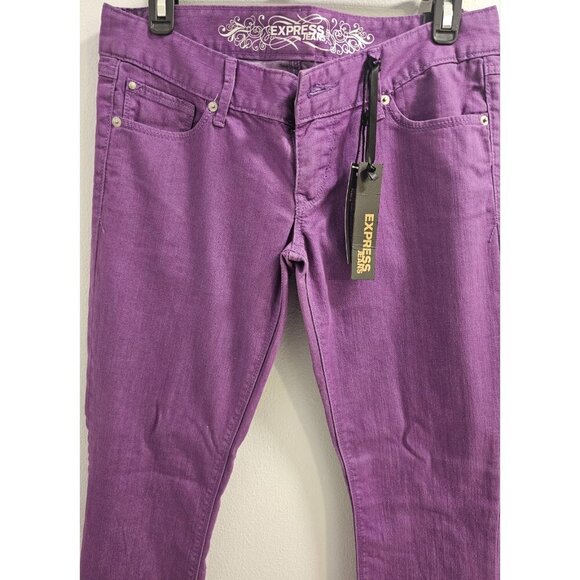Express Women's Zelda Slim Fit Ultra Low Rise Purple Jean Legging Size 6 NWT - Picture 2 of 13